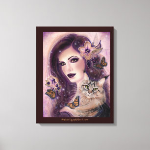 Fantasy women with cat by Renee Lavoie  Canvas Print