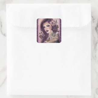 Fantasy women with cat by Renee Lavoie Square Sticker