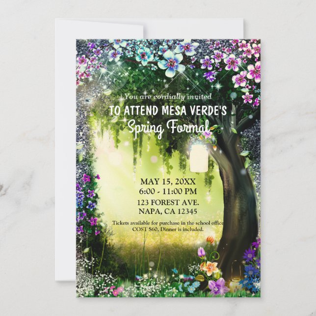 Fantasy Woodland Enchanted Glow Forest Prom Invitation (Front)