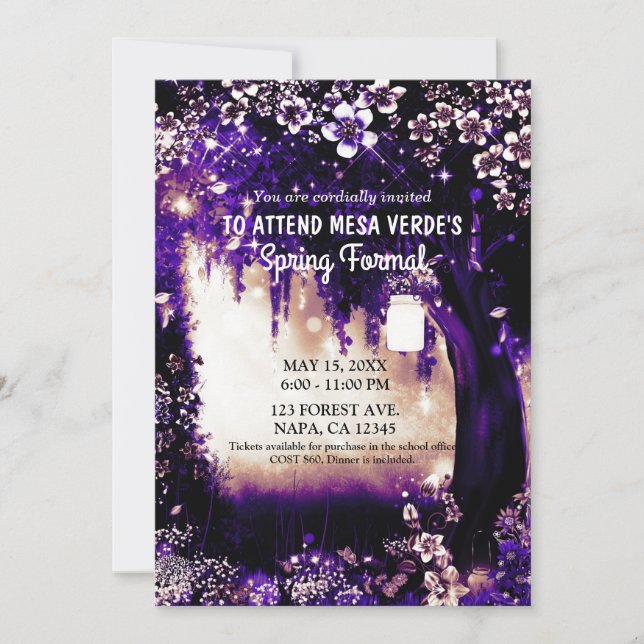 Fantasy Woodland Enchanted Purple Summer Forest Invitation (Front)