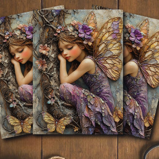 Fantasy Woodland Fairy with Butterflies Decoupage Tissue Paper