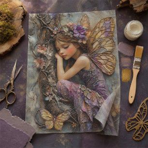 Fantasy Woodland Fairy with Butterflies Decoupage Tissue Paper