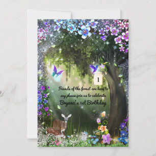 Fantasy woodland forest animals enchanted party invitation