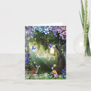 Fantasy woodland forest animals enchanted thank you card
