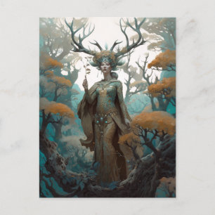 Fantasy Woodland Sorceress Magic Fantasy Postcard