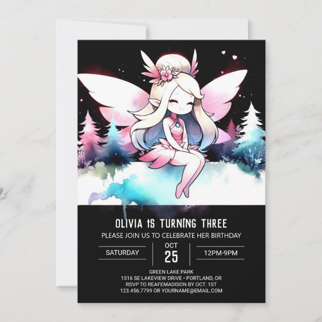 Fantasy Woods Fairy Birthday Invitation (Front)