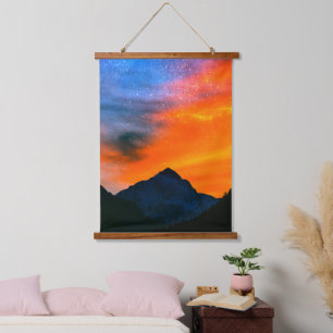 Fantasy world at mountains hanging tapestry