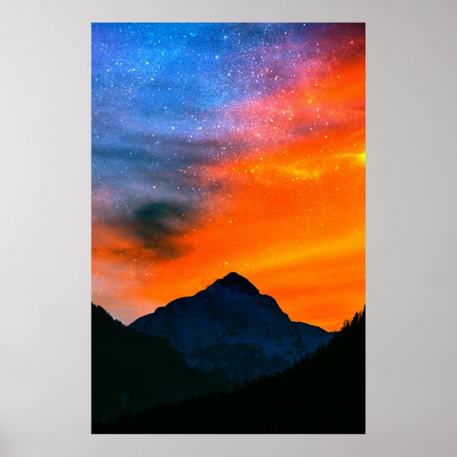 Fantasy world at mountains poster (Front)