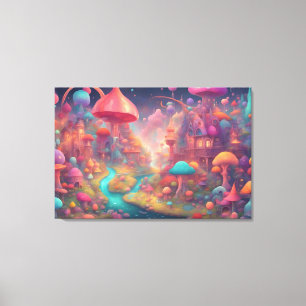 Fantasy World Colourful Watercolor Castle Canvas Print