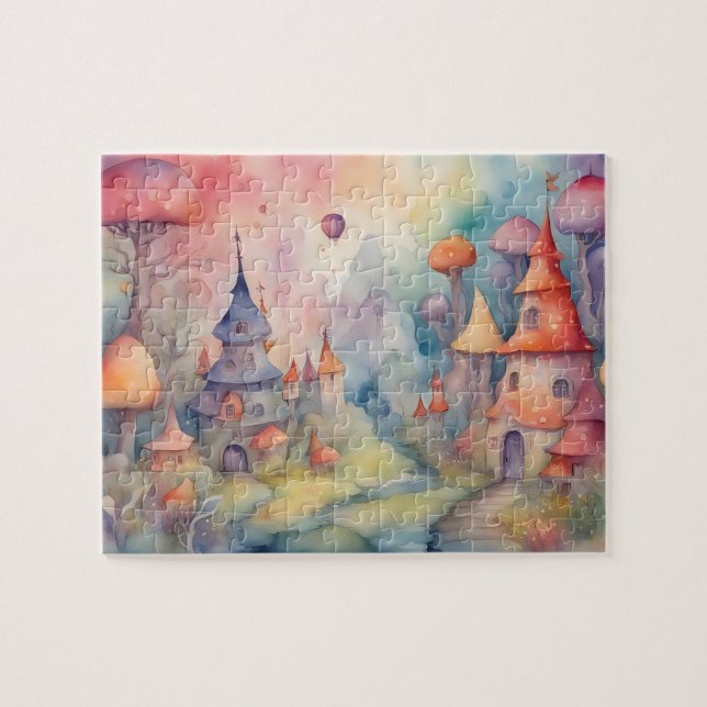 Fantasy World Colourful Watercolor Castle Jigsaw Puzzle (Horizontal)