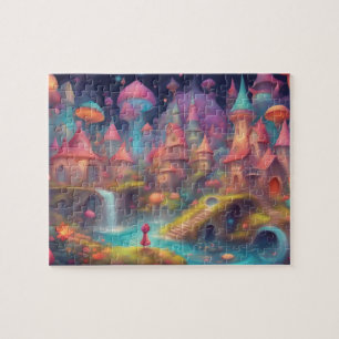 Fantasy World Colourful Watercolor Castle Jigsaw Puzzle