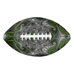 Fantasy World Green And Grey Abstract Fractal Art American Football