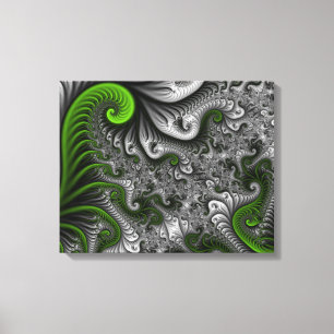 Fantasy World Green And Grey Abstract Fractal Art Canvas Print