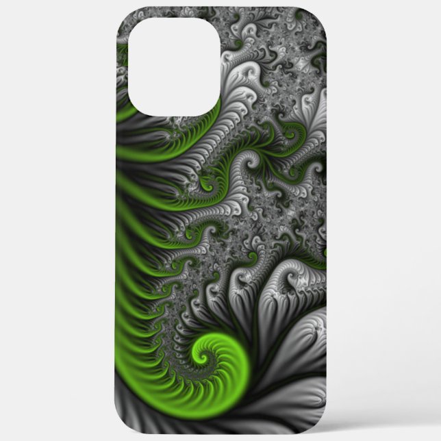 Fantasy World Green And Grey Abstract Fractal Art Case-Mate iPhone Case (Back)