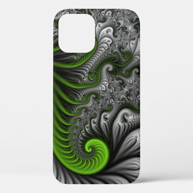 Fantasy World Green And Grey Abstract Fractal Art Case-Mate iPhone Case (Back)