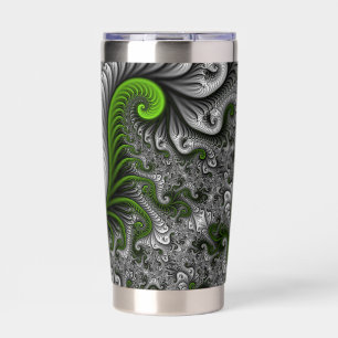 Fantasy World Green And Grey Abstract Fractal Art Insulated Tumbler