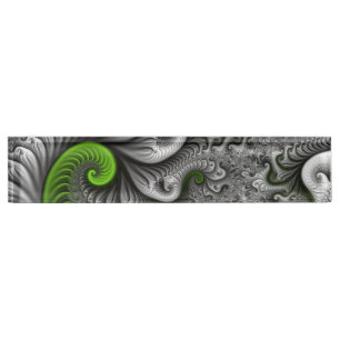 Fantasy World Green And Grey Abstract Fractal Art Nameplate