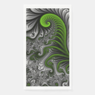 Fantasy World Green And Grey Abstract Fractal Art Napkin