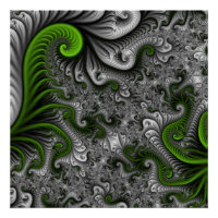 Fantasy World Green And Grey Abstract Fractal Art