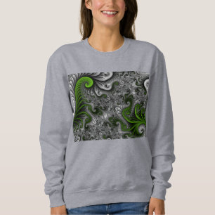 Fantasy World Green And Grey Abstract Fractal Art Sweatshirt
