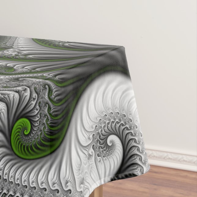 Fantasy World Green And Grey Abstract Fractal Art Tablecloth (In Situ)