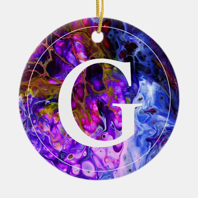 Fantasy World Monogram Ceramic Tree Decoration (Front)