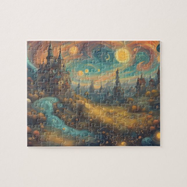Fantasy World Watercolor Princess Castle Jigsaw Puzzle (Horizontal)