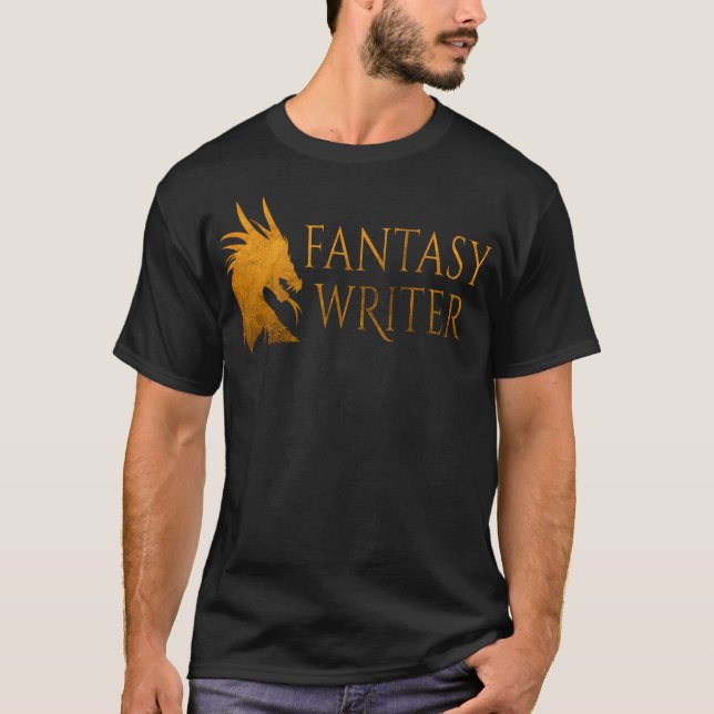 Fantasy Writer Dragon Author T-Shirt (Front)