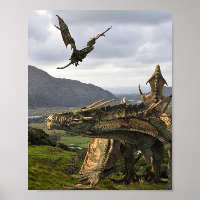 Fantasy Wyvern Flying Dragon Realistic Monster Poster (Front)