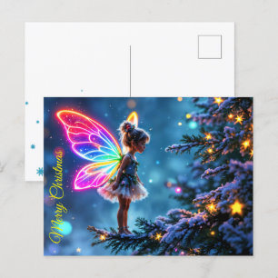 Fantasy Xmas fairy snow tree holiday lights Postcard