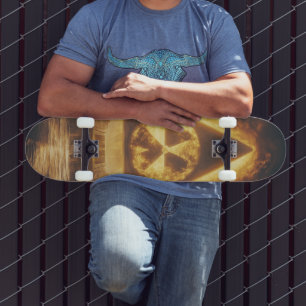 Fantasy Yellow Radioactive Symbol Digital Art Skateboard