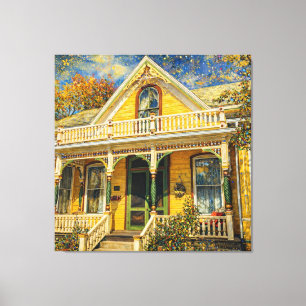 Fantasy Yellow Victorian House Canvas Print