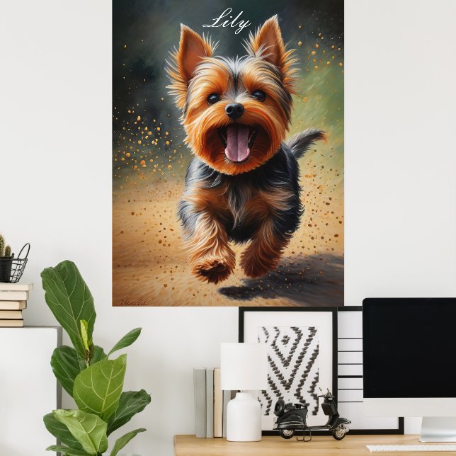 Fantasy Yorkshire Terrier Surreal Dog Art Poster (Home Office)