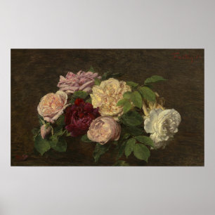 Fantin-Latour - Roses De Nice On A Table A Poster