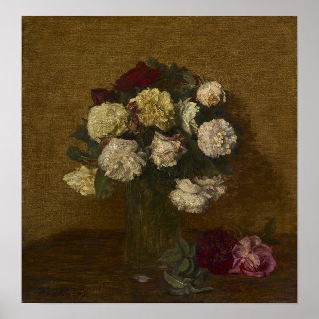 Fantin-Latour - Roses In A Vase Poster (Front)