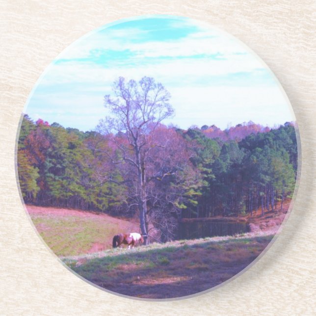 Far Away Horse in a Purple Field Coaster (Front)
