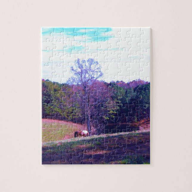 Far Away Horse in a Purple Field Jigsaw Puzzle (Vertical)