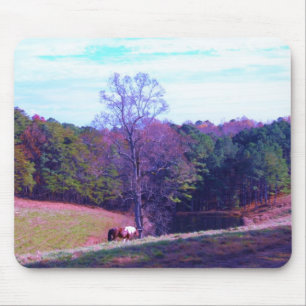 Far Away Horse in a Purple Field Mouse Mat
