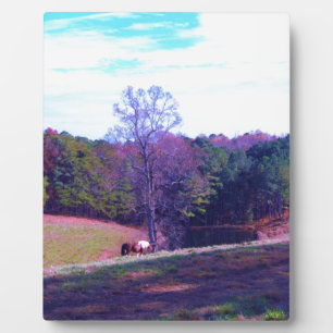 Far Away Horse in a Purple Field Plaque