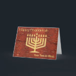 Far North Chanukkah - Inner Birch Bark Holiday Car<br><div class="desc">Happy Chanukkah from the far north. A digital recreation of a Chanukkah menorah that would be formed by carefully scraping off the reddish outer surface on the reverse side of birch bark (Betula papyrifera) to reveal the lighter, yellowish layer beneath. Text reading, "Happy Chanukkah" appears and you may add your...</div>