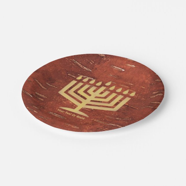 Far North Chanukkah - Inner Birch Bark Paper Plate (Angled)