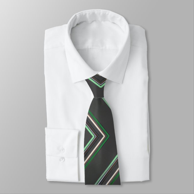 Far Out Green Abstract Tie (Tied)