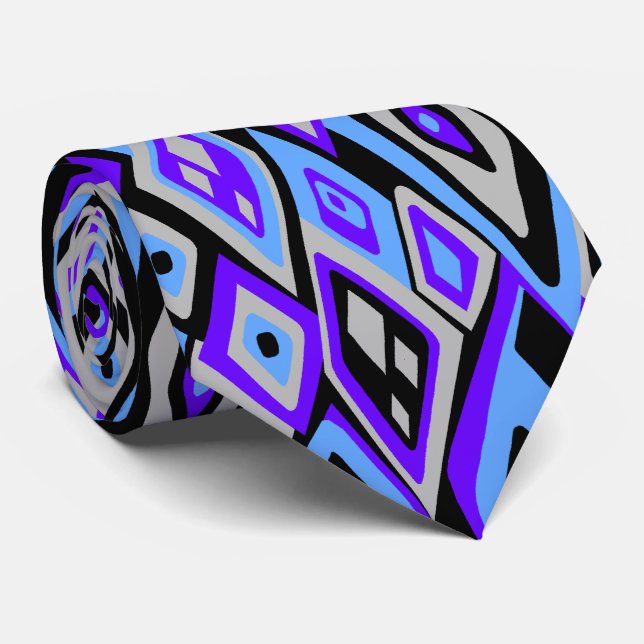 Far Out Retro Abstract Two-side Printed Tie (Rolled)