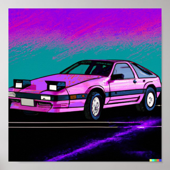 Far Out Synth 80's Sportscar Poster (Front)