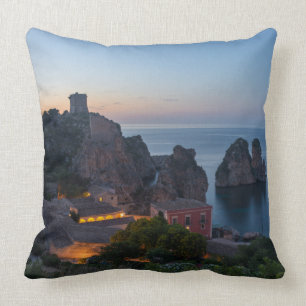 Faraglioni and Tonnara in Scopello, Sicily Cushion