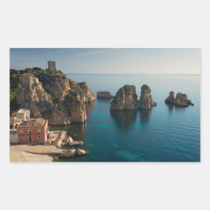 Faraglioni and Tonnara in Scopello, Sicily Rectangular Sticker