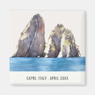 Faraglioni Rocks Capri Italy Watercolor Travel Magnet