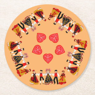 Farandole of Alsace, France Round Paper Coaster