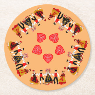Farandole of Alsace, France Round Paper Coaster
