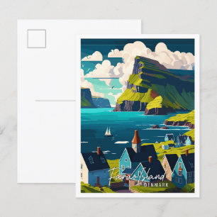 Farao Island vintage travel illustration Postcard